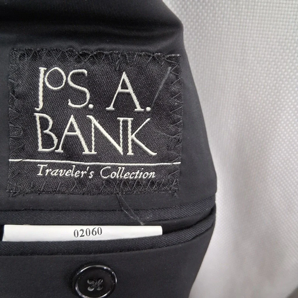 Jos. A. Bank Sport Coat 54R Solid Black Traveler Collection 100% Wool Regal Fit